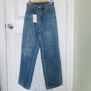 New Chic Blue High Waist Trendy & Flattering Wide Leg Jean Pants